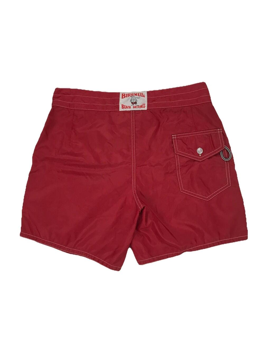 Birdwell Beach Britches Board Shorts Mens 33 Red Unlined Swim Trunks Made In USA